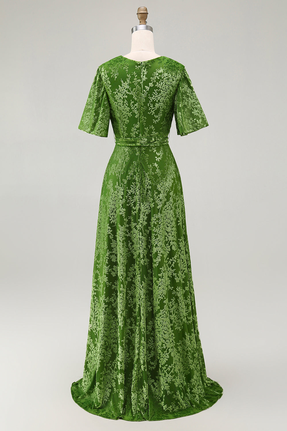 Dark Green Burnout Velvet Mother of Bride Dress