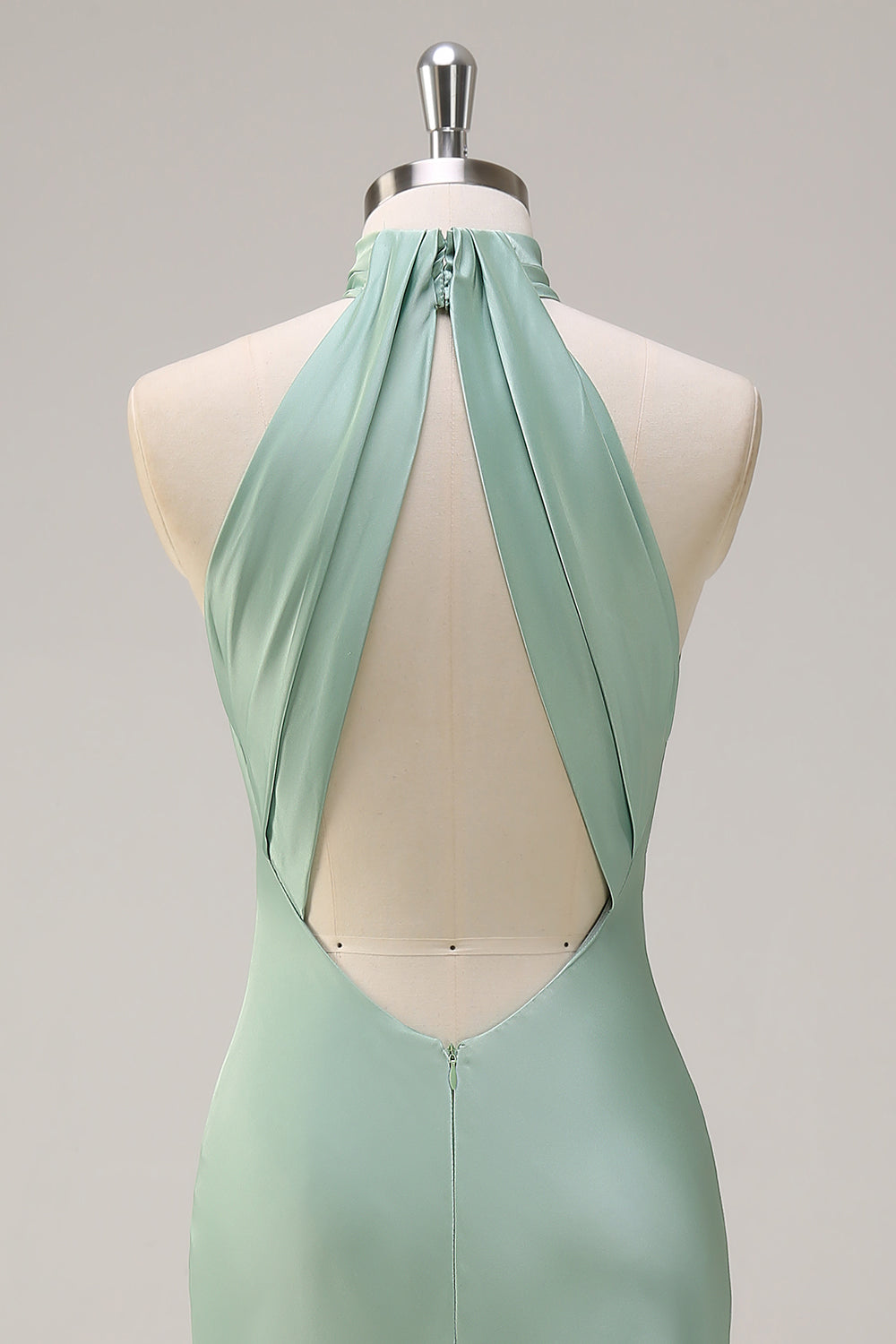 Sheath Halter Open Back Lemon Green Plus Size Wedding Guest Dress