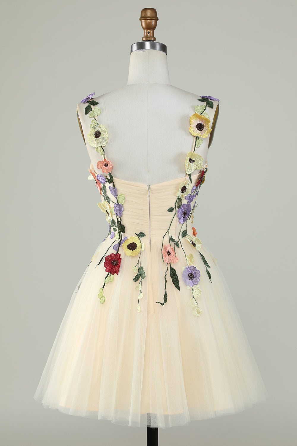 A Line Spaghetti Straps Green Short Cocktail Dress with Appliques