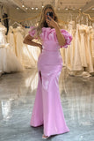Pink Mermaid Off the Shoulder Ball Dress with Meringue Ruffles