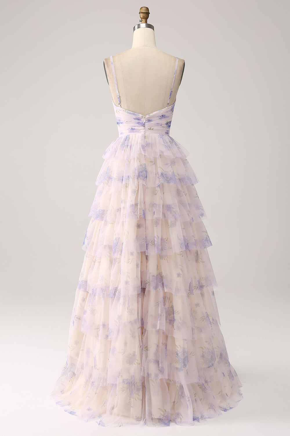 Lavender Flower Tiered Princess Ball Dress with Pleated