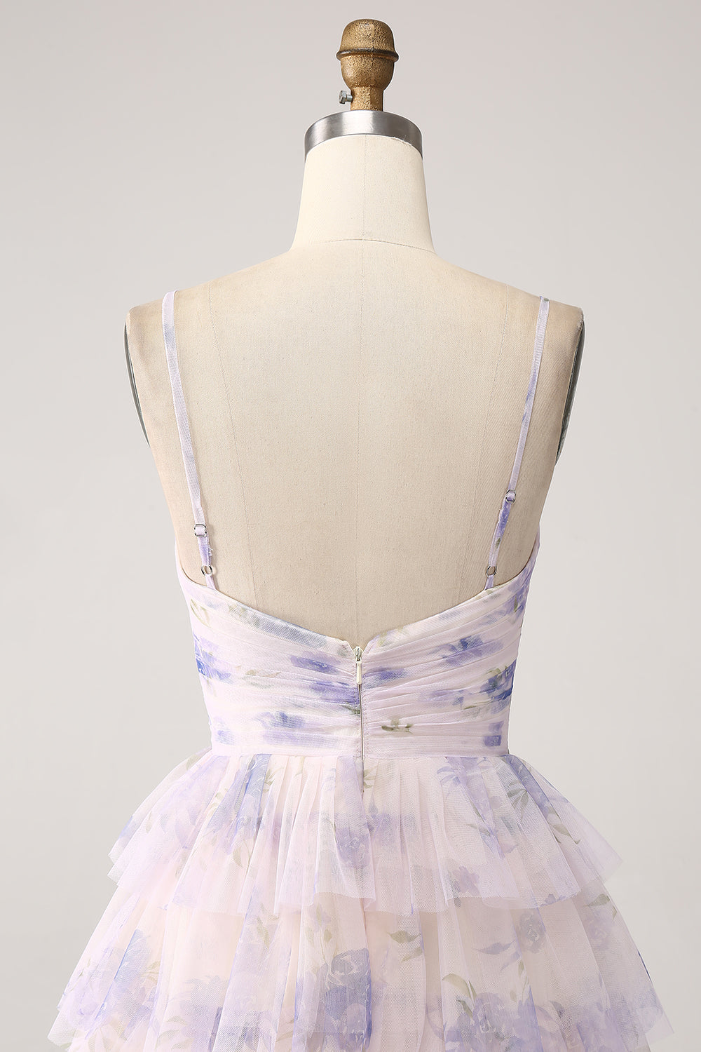 Lavender Flower Tiered Princess Ball Dress with Pleated