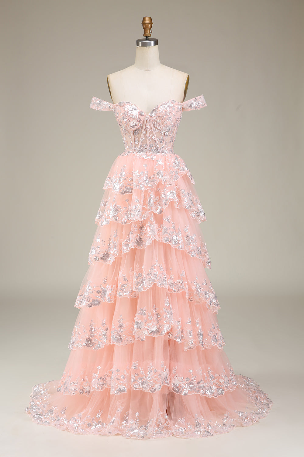 Princess A Line Off the Shoulder Golden Long Ball Dress with Appliques