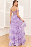 Princess A Line Off the Shoulder Pink Long Ball Dress with Appliques