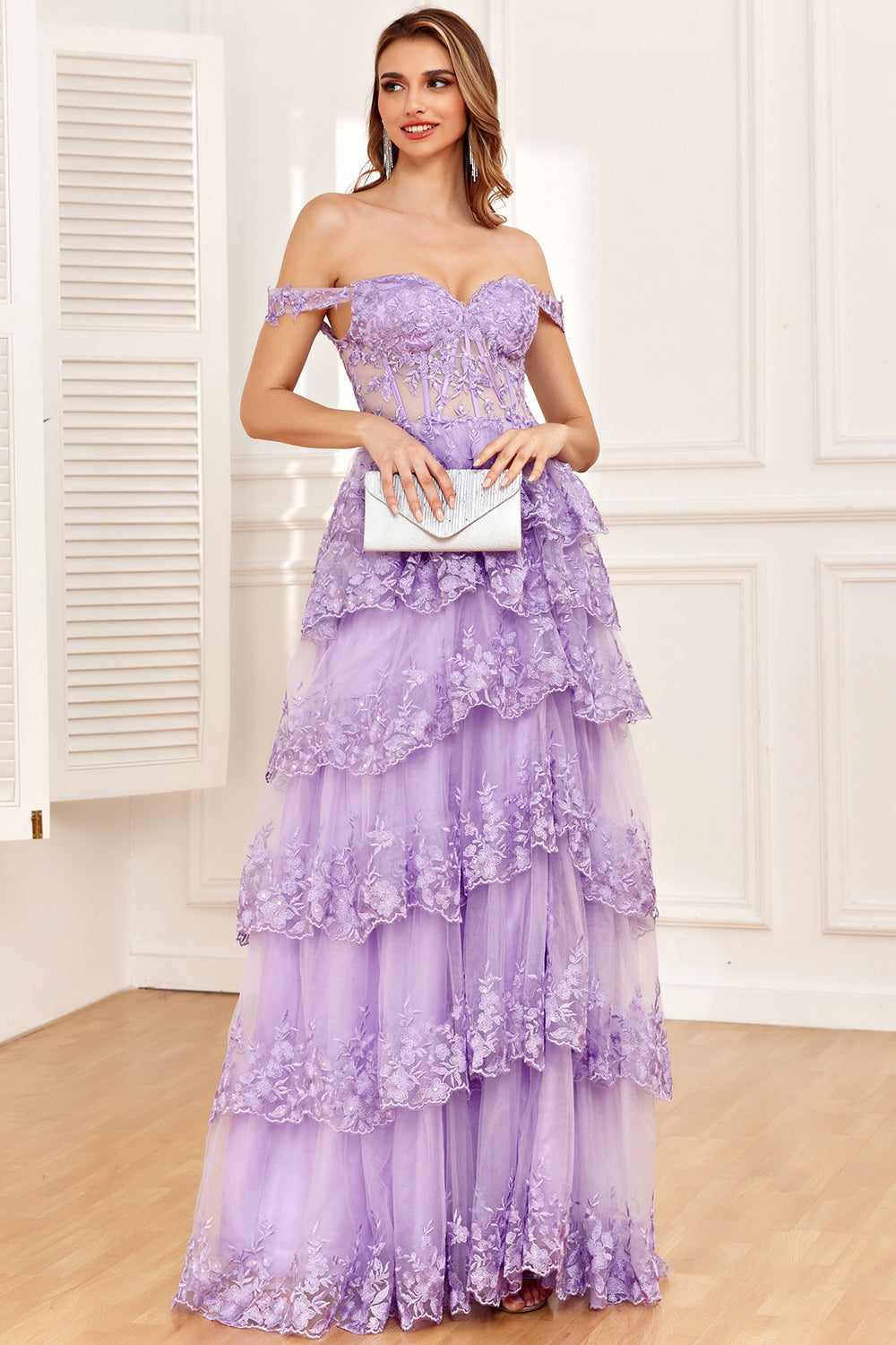 Princess A Line Off the Shoulder Pink Long Ball Dress with Appliques