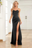 Royal Blue Spaghetti Straps Satin Mermaid Ball Dress
