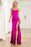 Royal Blue Spaghetti Straps Satin Mermaid Ball Dress