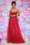 Red Strapless Sweetheart Tulle Corset Ball Dress