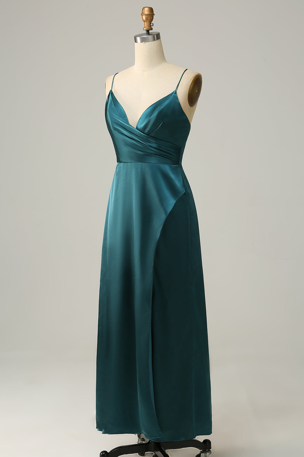 Dark Green A Line Spaghetti Straps Plus Size Bridesmaid Dress with Backless