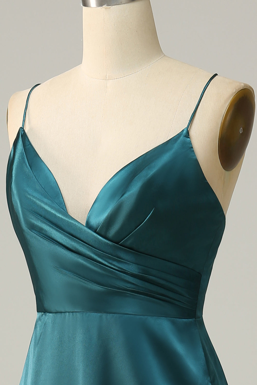 Dark Green A Line Spaghetti Straps Plus Size Bridesmaid Dress with Backless