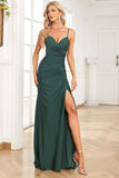 Mermaid Spaghetti Straps Navy Long Ball Dress with Beading