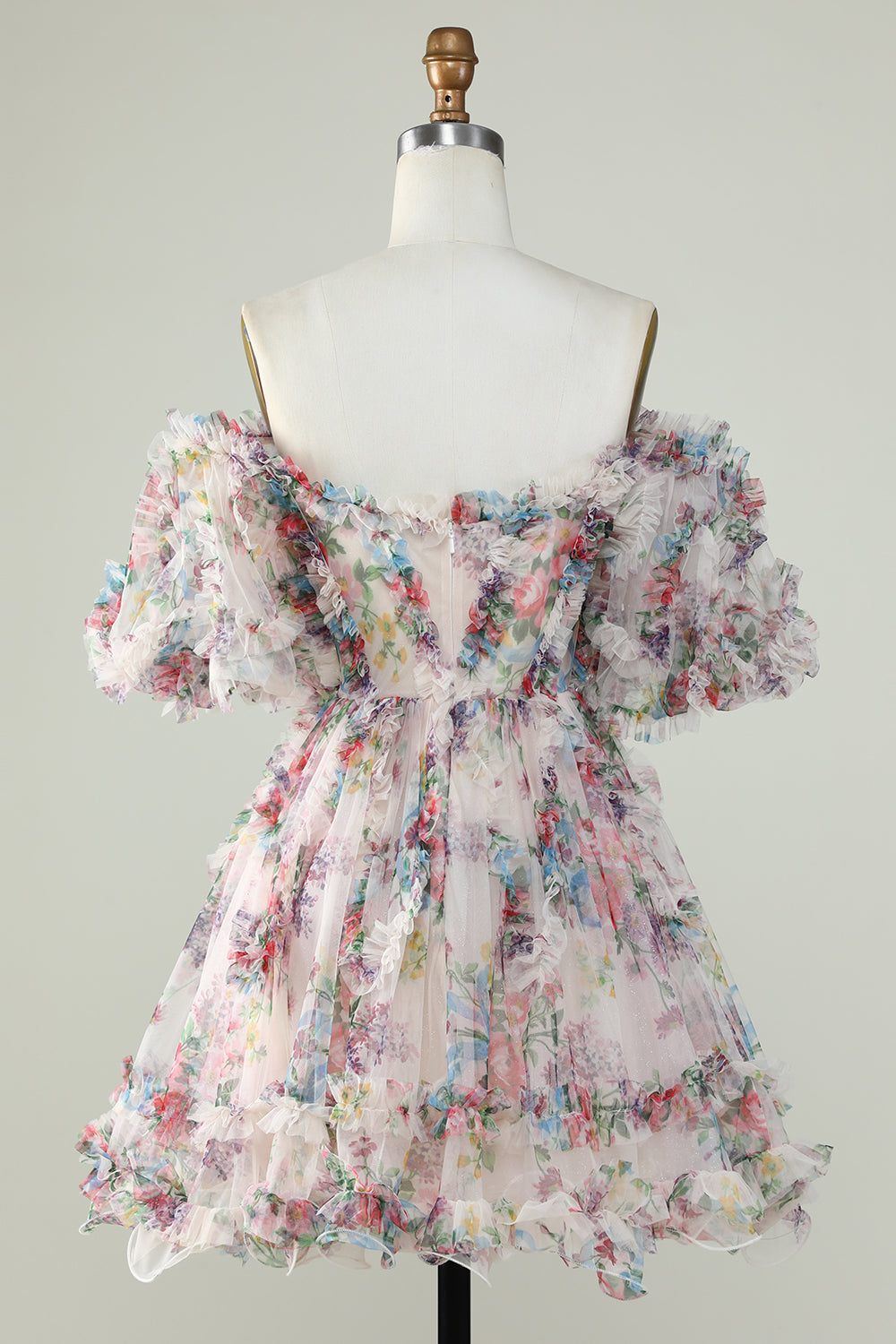 Off the Shoulder Cocktail Dress with Floral Print