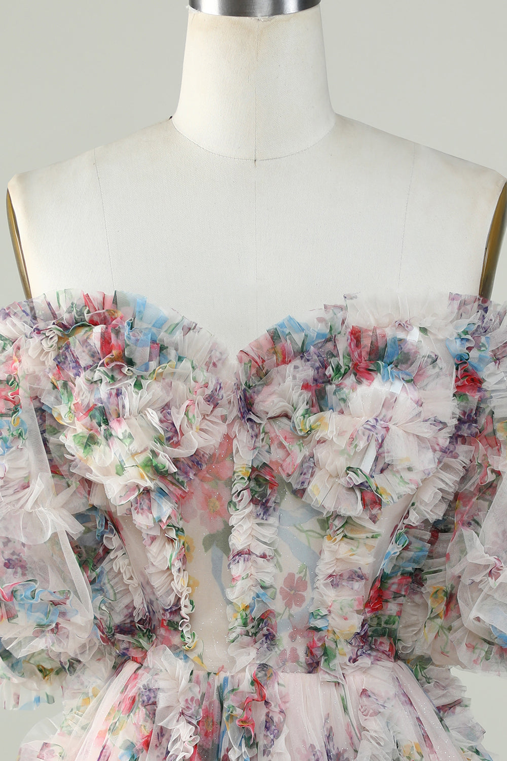 Off the Shoulder Cocktail Dress with Floral Print