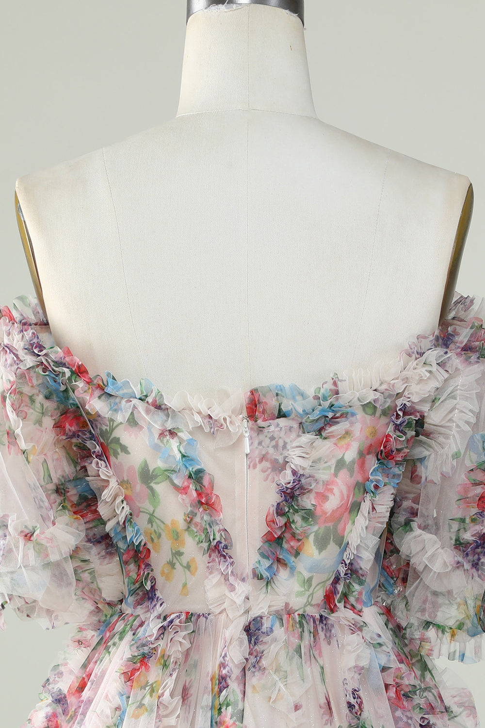Off the Shoulder Cocktail Dress with Floral Print