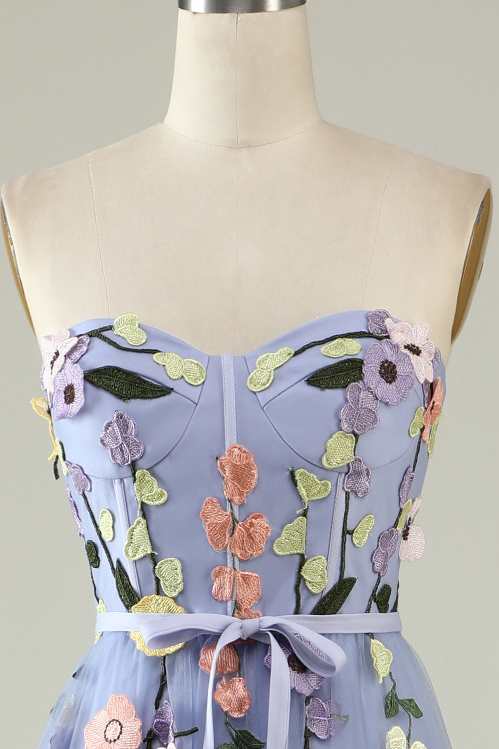 A Line Sweetheart Lavender Long Ball Dress with Appliques