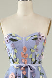 A Line Sweetheart Lavender Long Ball Dress with Appliques