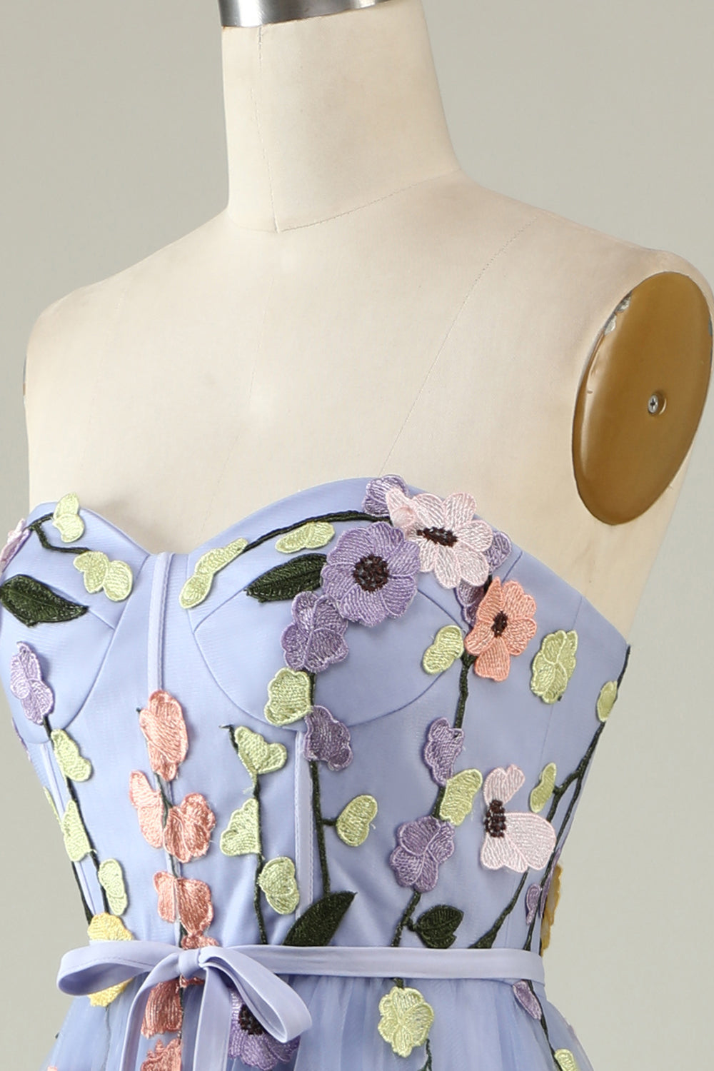 A Line Sweetheart Lavender Long Ball Dress with Appliques