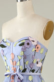 A Line Sweetheart Lavender Long Ball Dress with Appliques