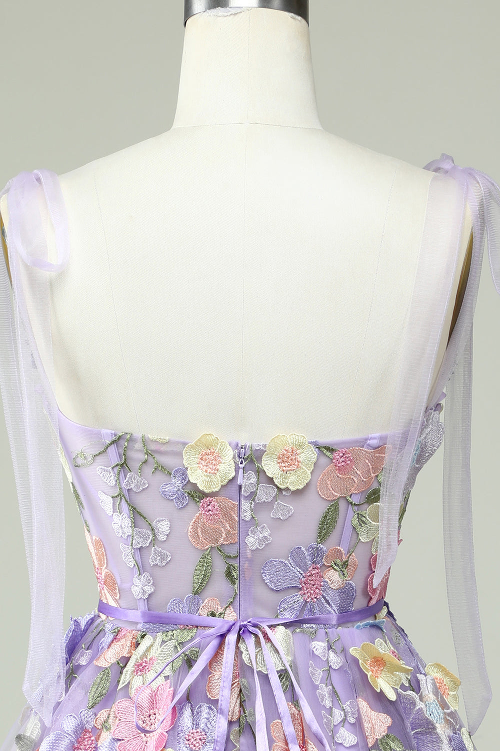 Blue Corset A-Line Short Cocktail Dress with 3D Flowers