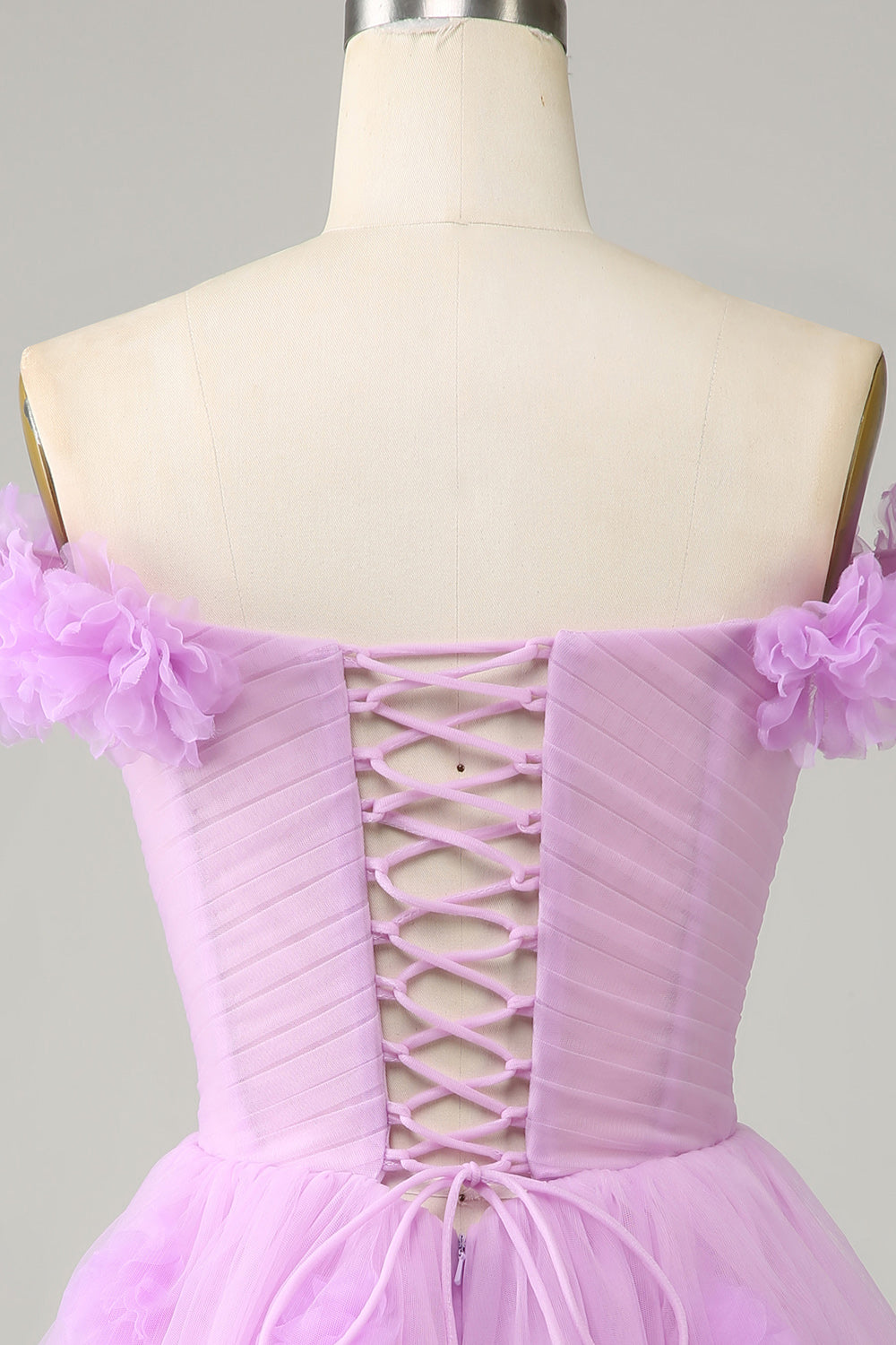 Cute A Line Off the Shoulder Lilac Short Cocktail Dress with Flowers