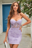 Black Corset Lace Tight Short Cocktail Dress