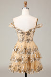 Sparkly Blue Corset Tiered Lace A-Line Short Ball Dress