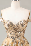 Sparkly Blue Corset Tiered Lace A-Line Short Ball Dress