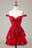 Sparkly Blue Corset Tiered Lace A-Line Short Ball Dress