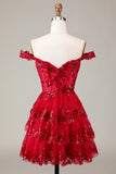 Sparkly Blue Corset Tiered Lace A-Line Short Ball Dress