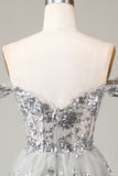 Sparkly Blue Corset Tiered Lace A-Line Short Ball Dress