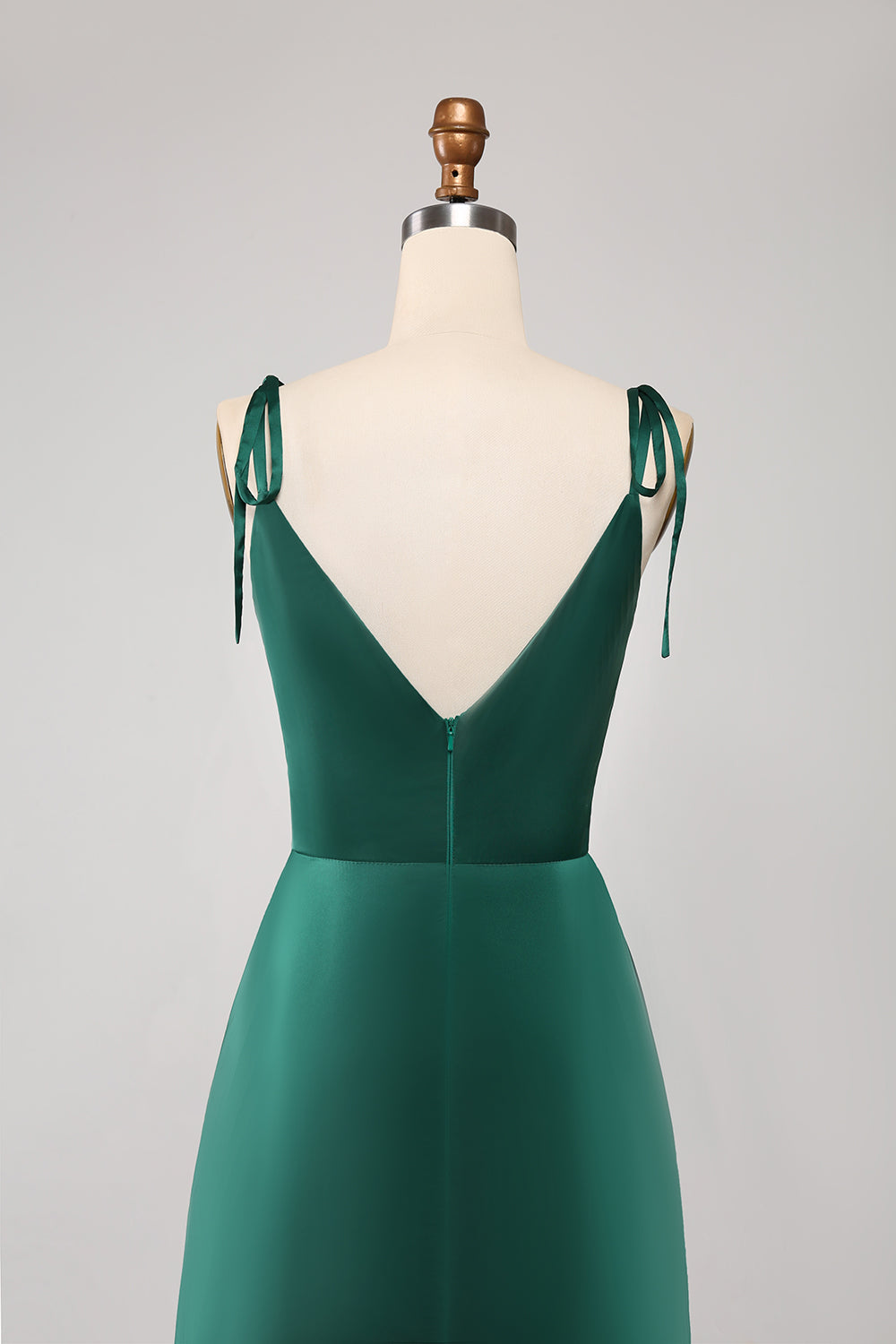 Simple Dark Green Spaghetti Straps Ruched Ball Dress with Slit