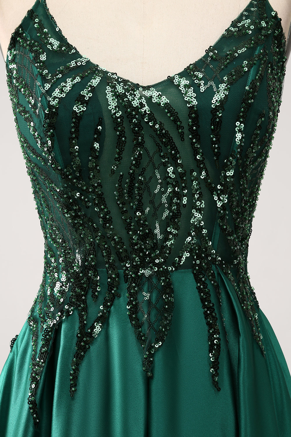Dark Green A-Line Spaghetti Straps Long Ball Dress