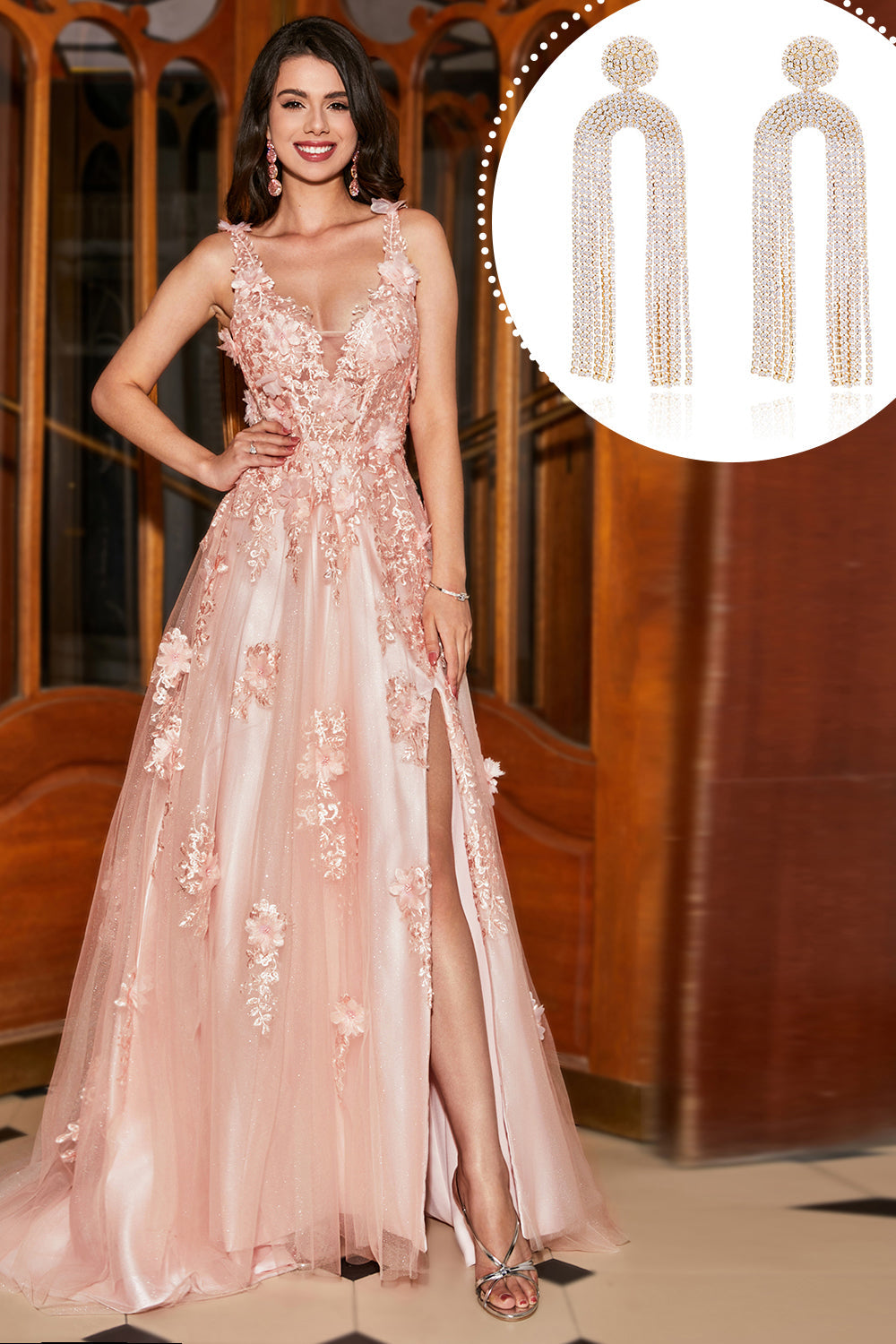 Blush Appliques A Line Spaghetti Straps Ball Prom Dress with Accessory