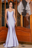 Halter Lilac Mermaid Spaghetti Straps Long Ball Prom Dress with Accessory