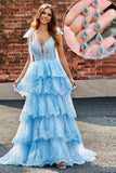Tiered Tulle Sweetheart Bow Tie Straps Sequin Ball Dress with Accessory