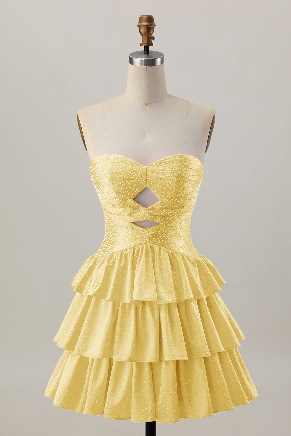 Orange Strapless Tiered A Line Cut Out Homecoming Dress with Beading