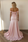 Pink Off the Shoulder Mermaid Appliqued Prom Dress