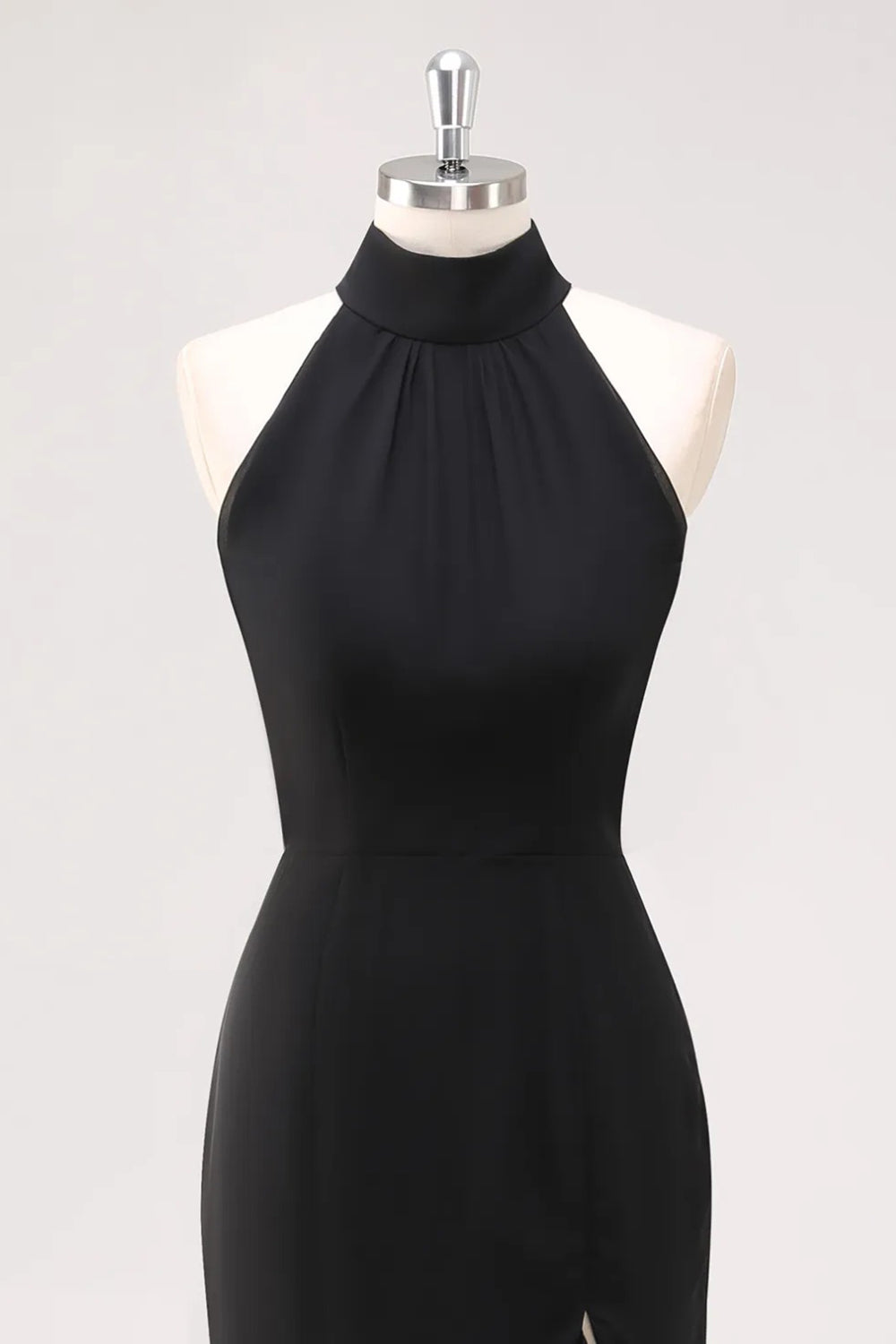 Black Halter Neck Ruffles Mermaid Long Formal Dress