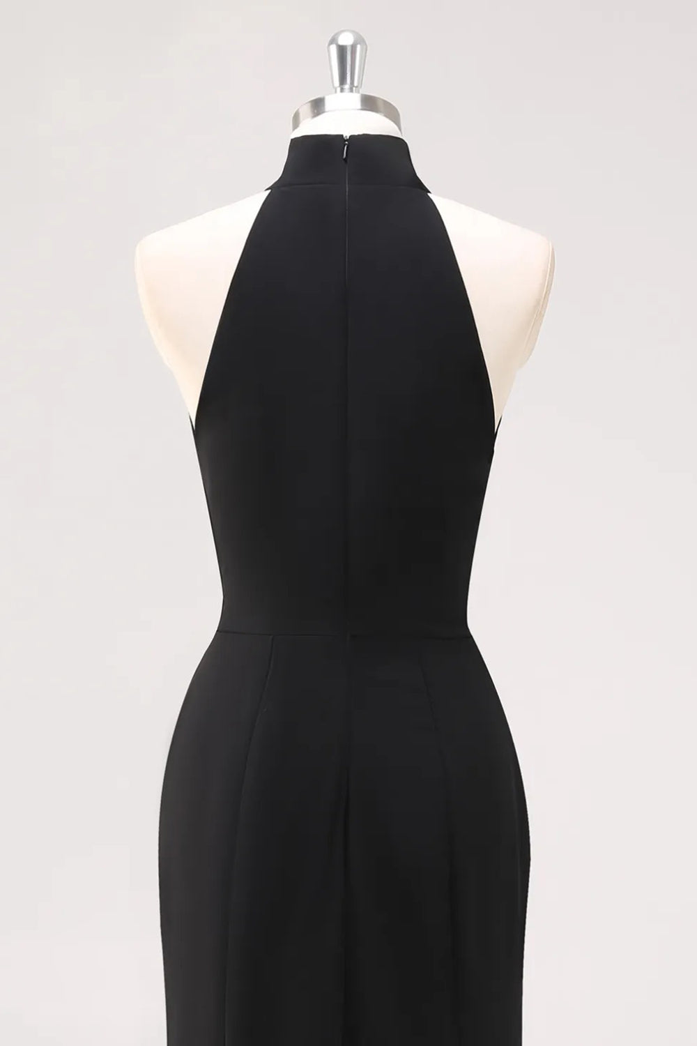 Black Halter Neck Ruffles Mermaid Long Formal Dress