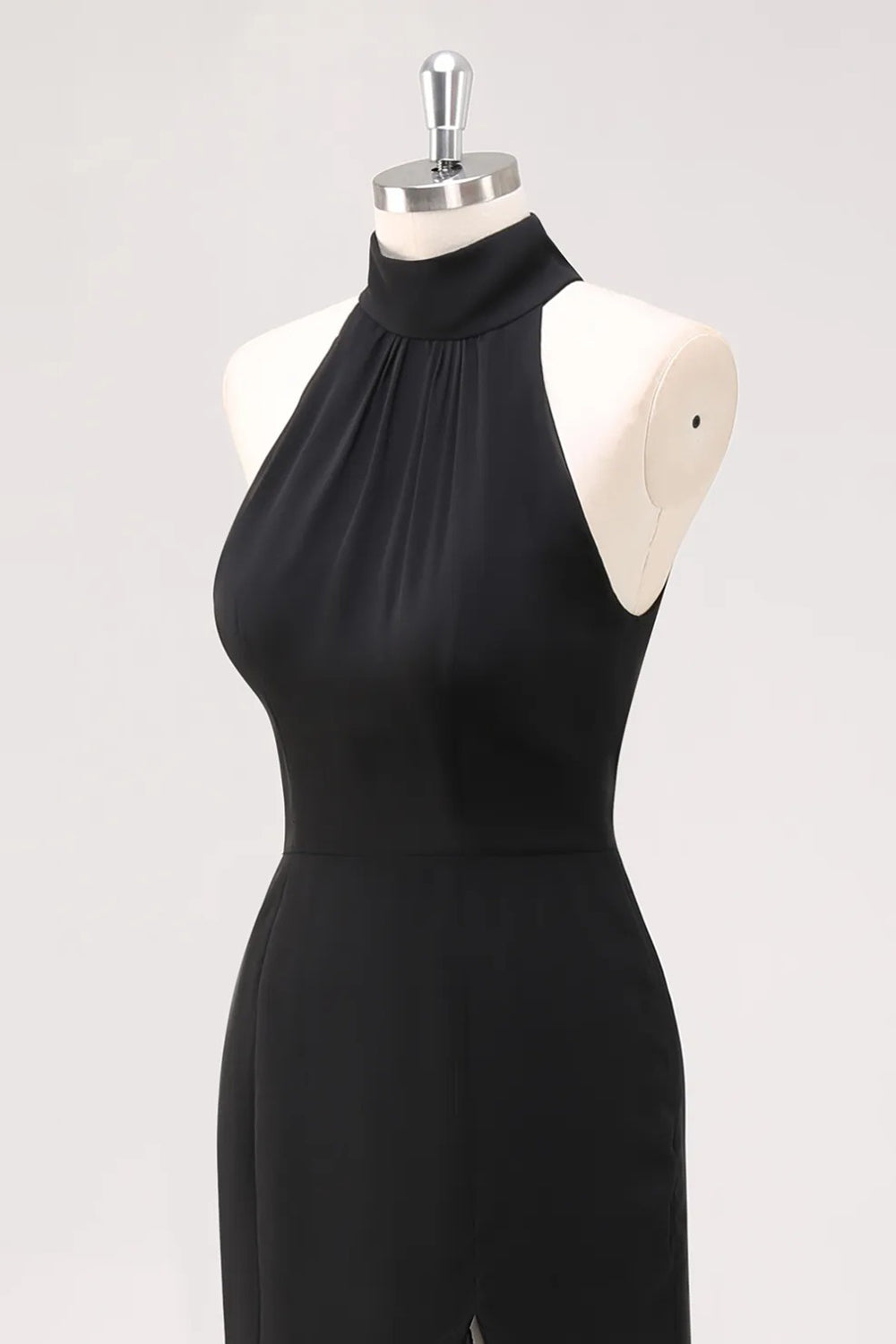 Black Halter Neck Ruffles Mermaid Long Formal Dress