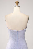 Lilac Mermaid Sweetheart Strapless Beaded Long Ball Dress