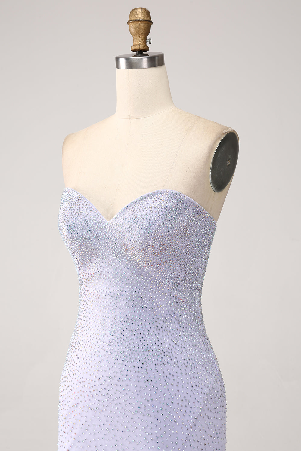 Lilac Mermaid Sweetheart Strapless Beaded Long Ball Dress