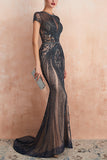Luxurious Mermaid Jewel Neck Champagne Ball Dress with Beading
