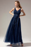Grey Appliques Long Ball Dress