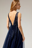 Grey Appliques Long Ball Dress