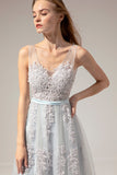 Grey Appliques Long Ball Dress