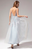 Grey Appliques Long Ball Dress