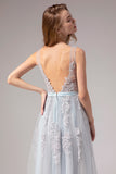 Grey Appliques Long Ball Dress