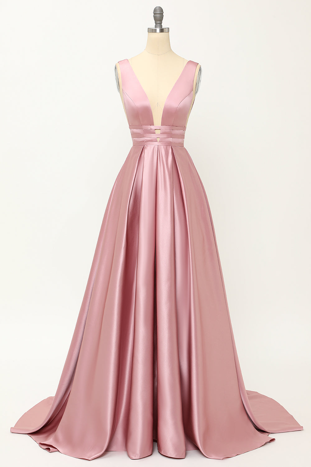 Blush Satin Long Ball Dress