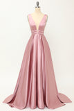 Blush Satin Long Ball Dress